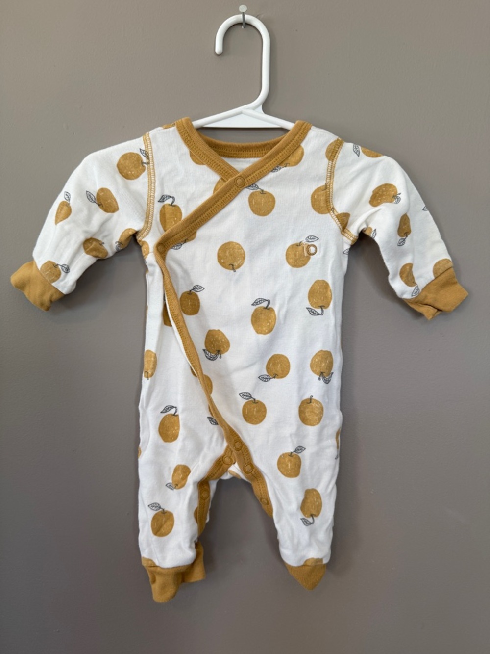 Little Planet Baby Apple-Print Footed One-Piece in Mustard